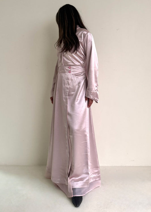 8195 Light Pink Top And Skirt Set For Women