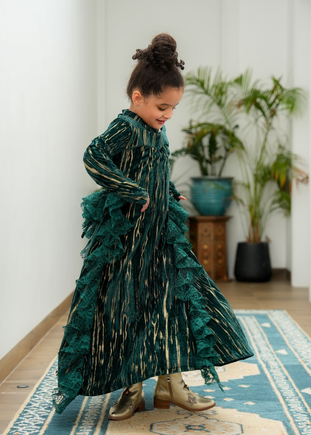 8070 Dark Green Daraa For Girls