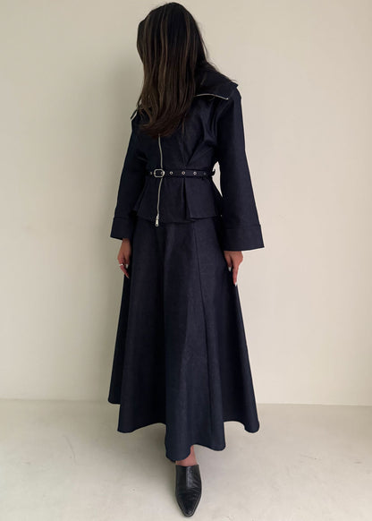 8214 Navy Jacket And Skirt Set For Women