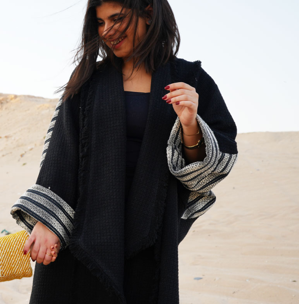 Black Zebra Parallel Bisht For Women