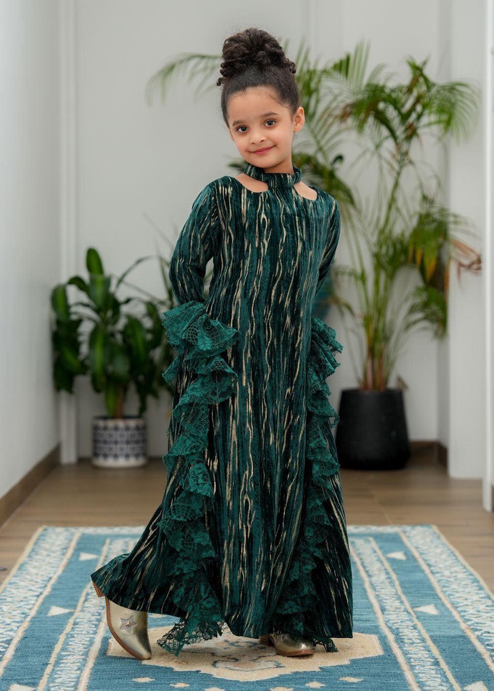 8070 Dark Green Daraa For Girls