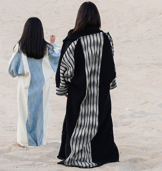 Black Zebra Parallel Bisht For Women