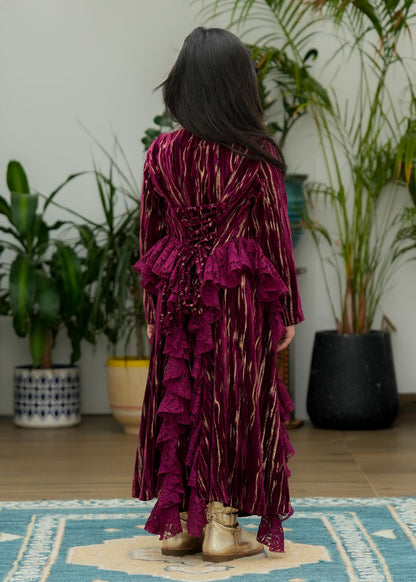 8070 Burgundy Red Daraa For Girls