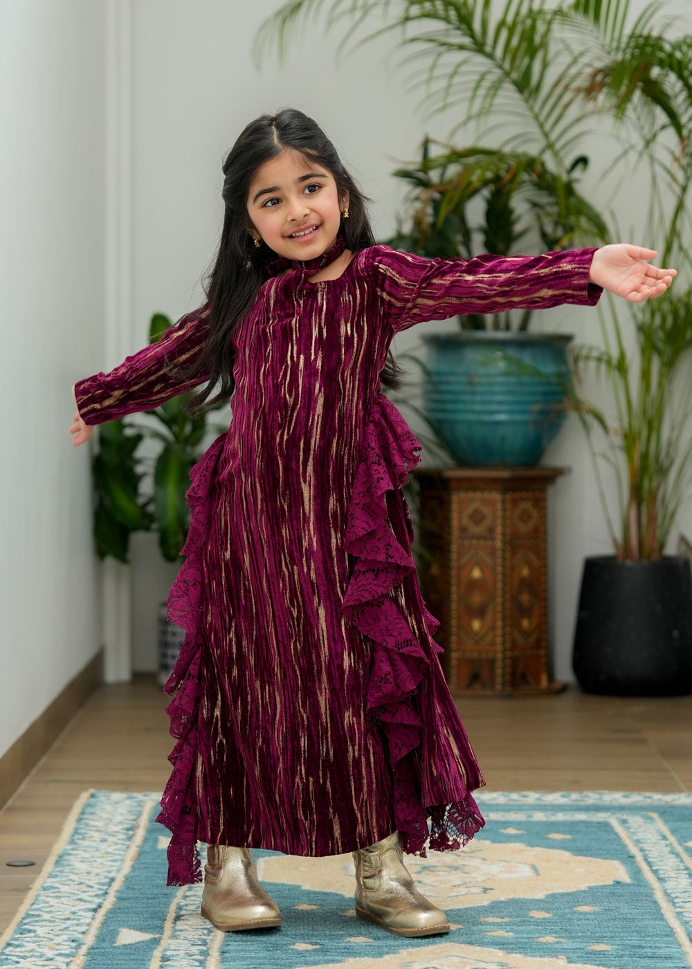 8070 Burgundy Red Daraa For Girls