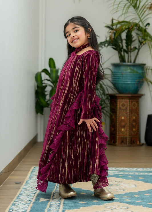 8070 Burgundy Red Daraa For Girls