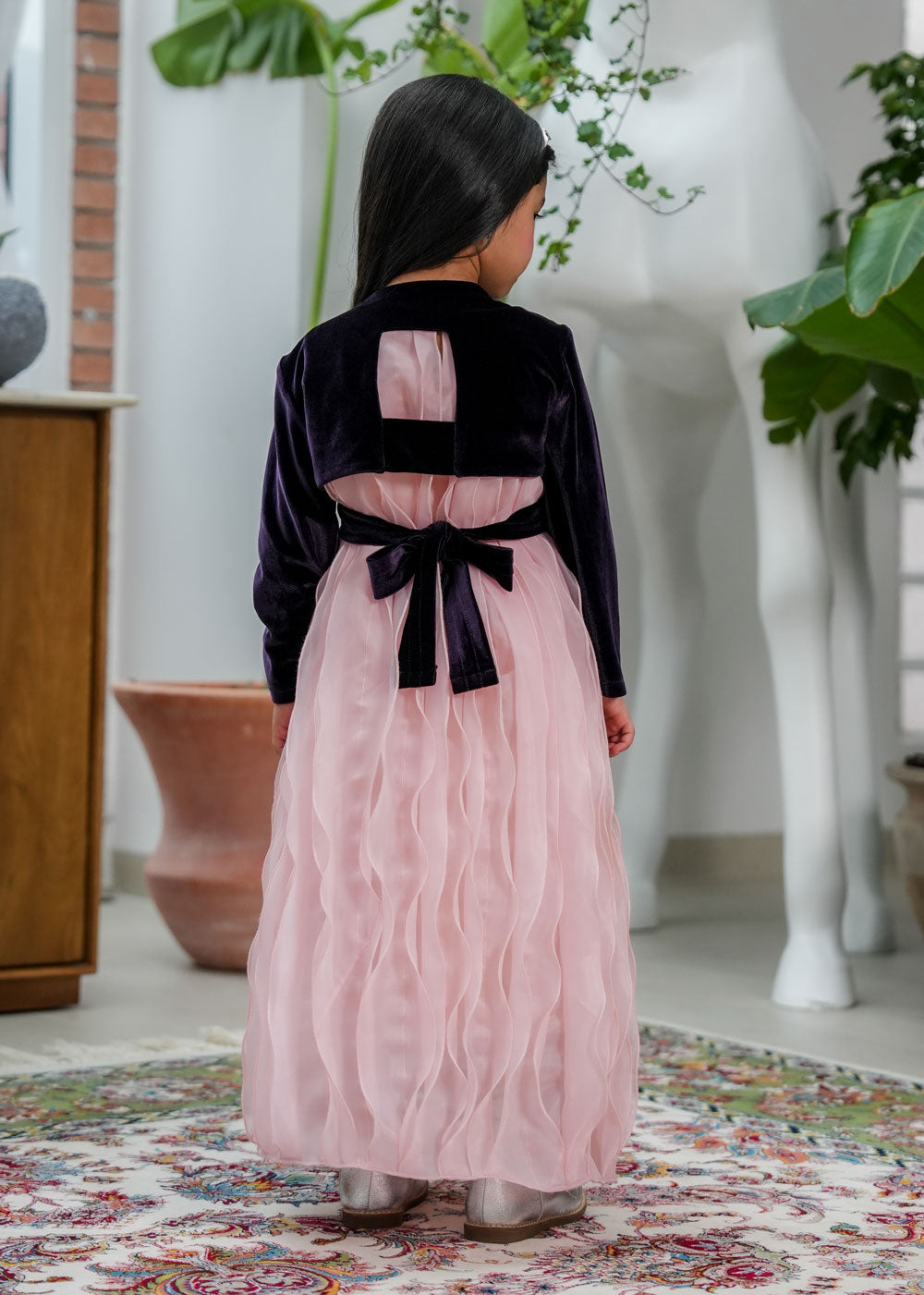 8042 Purple Daraa Velvet Set For Girls