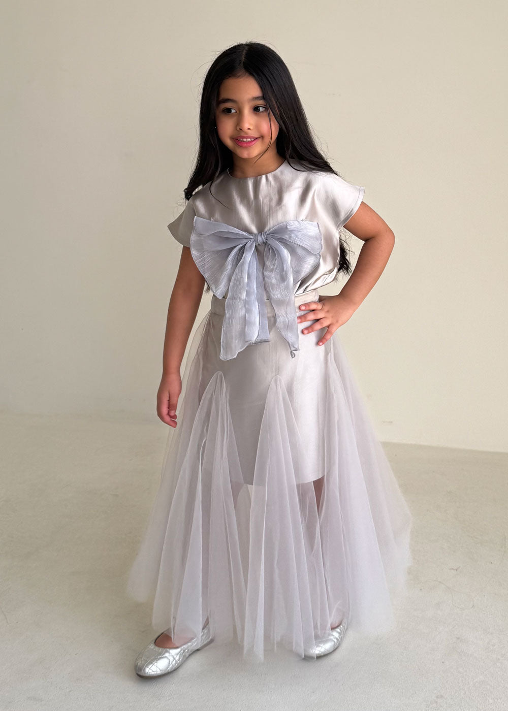 8241 Light Blue Toor Dress Set For Girls