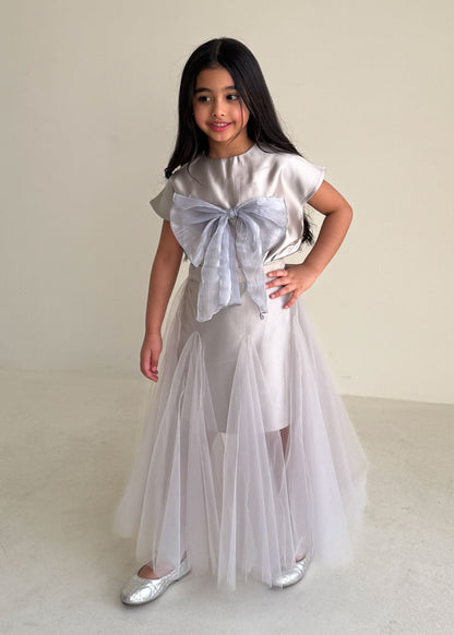 8241 Light Blue Toor Dress Set For Girls