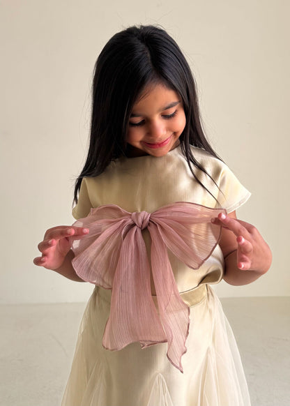 8241 Beige Toor Dress Set For Girls