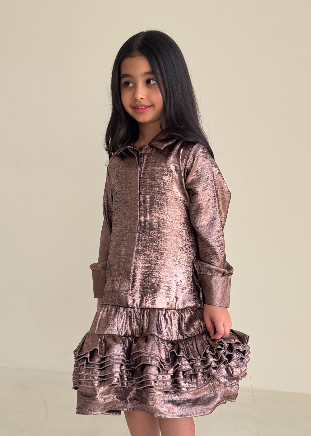 8250 Red Metallic Dress For Girls