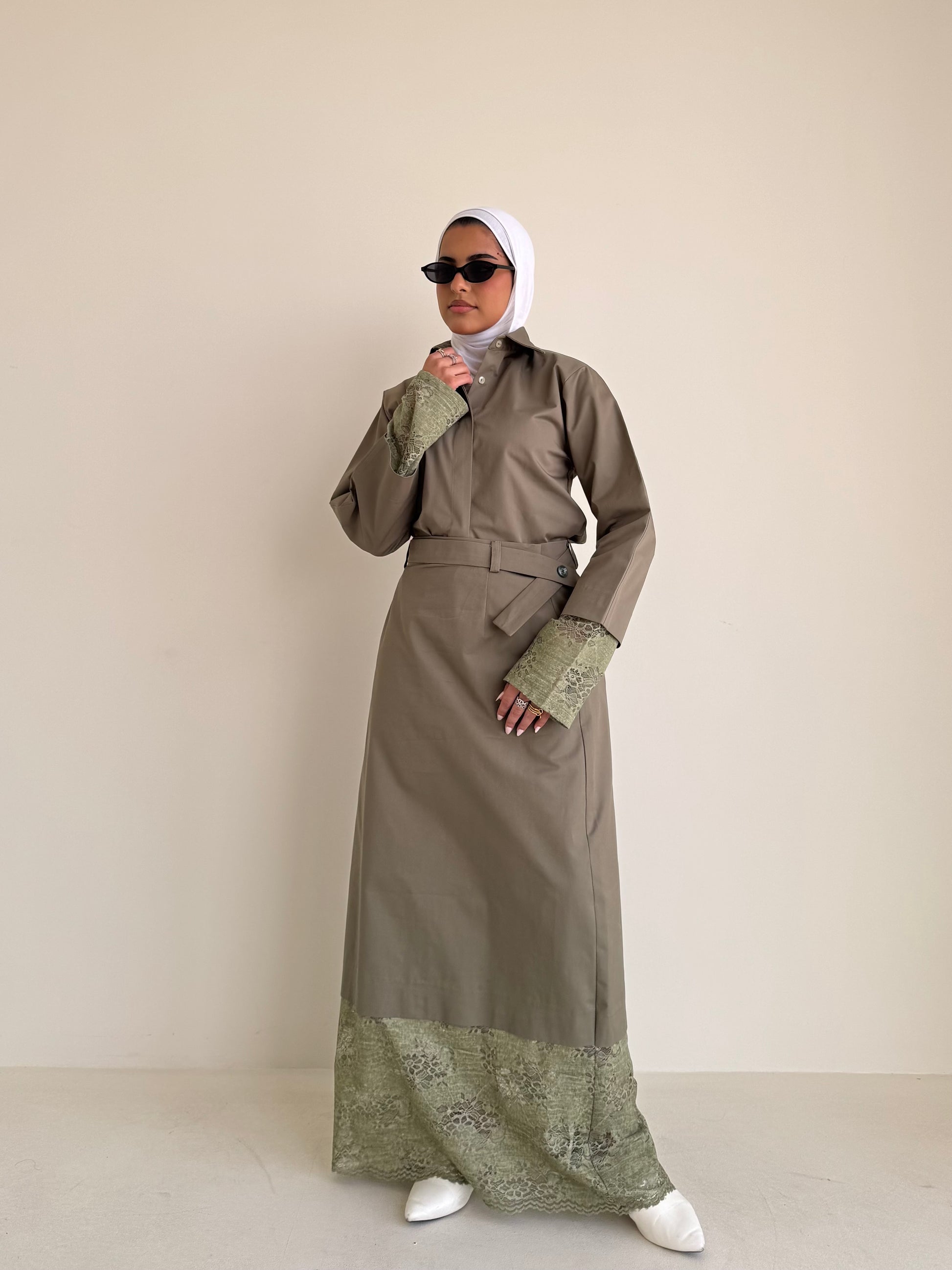 8239 Olive Dress Set For Women