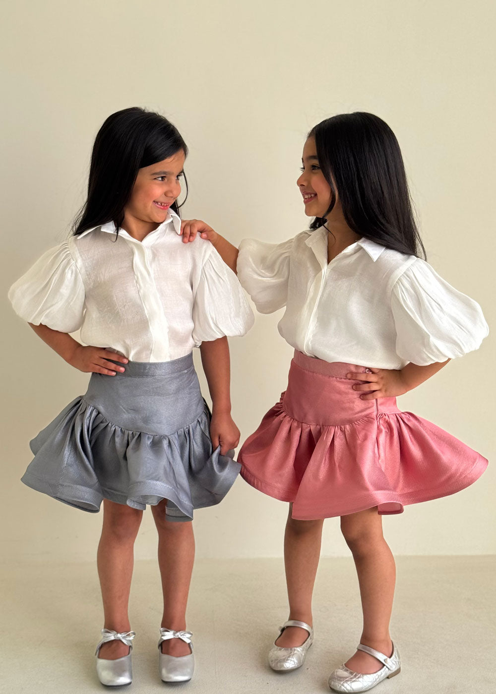 8242 Grey Shirt And Skirt Set For Girls