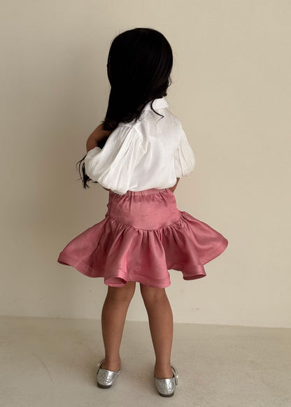 8242 Pink Shirt And Skirt Set For Girls