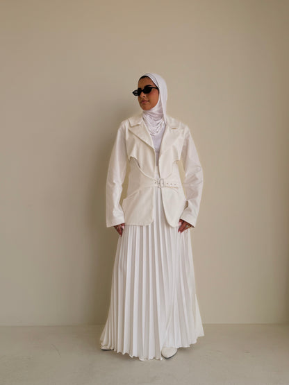 8240 Off White Blazer And Skirt Set For Women