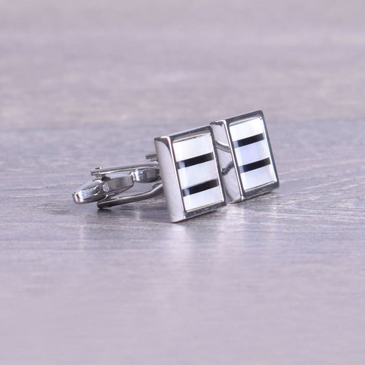 Stripes Style Silver Cufflink