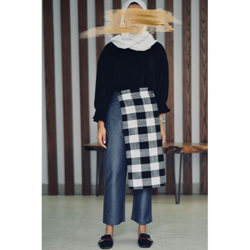 Eid Pants With Squares Pattern Skirt From Lulwa Alkhattaf