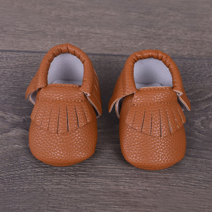 Camel Soft Leather Shoes For Babies (With Name Printing Option)