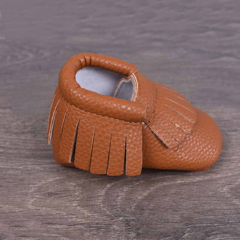 Camel Soft Leather Shoes For Babies (With Name Printing Option)