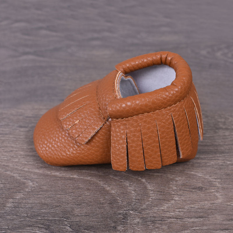 Camel Soft Leather Shoes For Babies (With Name Printing Option)