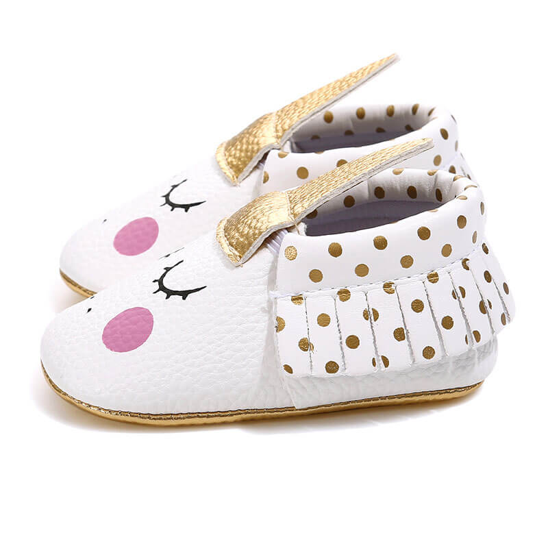 Polka Dots Unicorn Shoes With Golden Headband For Girls