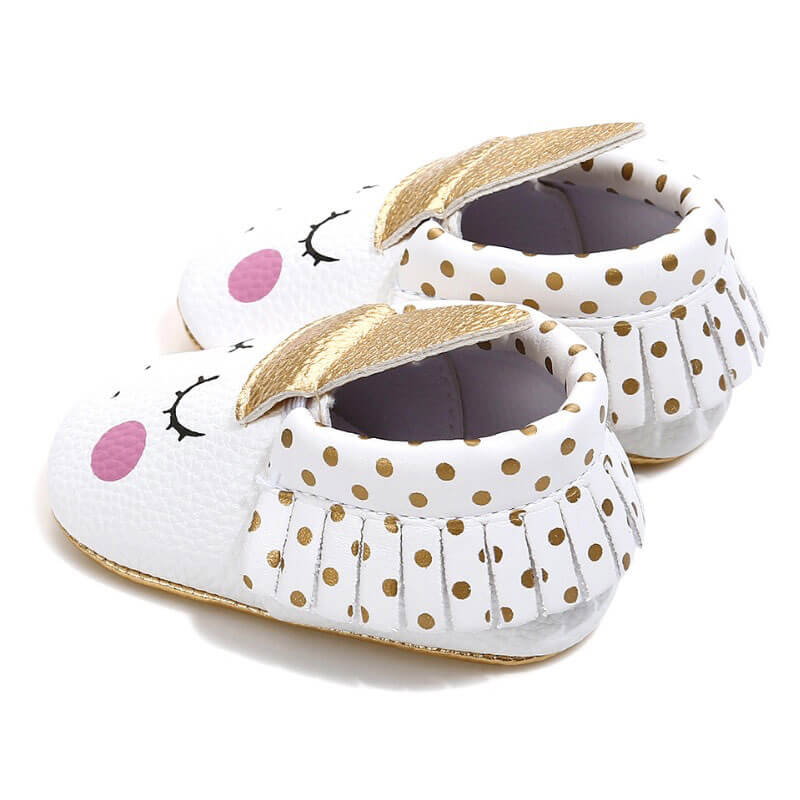 Polka Dots Unicorn Shoes With Golden Headband For Girls