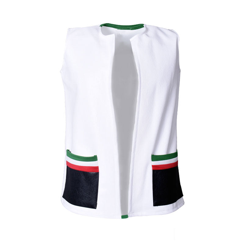 White Leather Vest For Boys (With Name Embroidery)