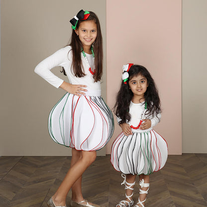 White Wavy Skirt For Girls