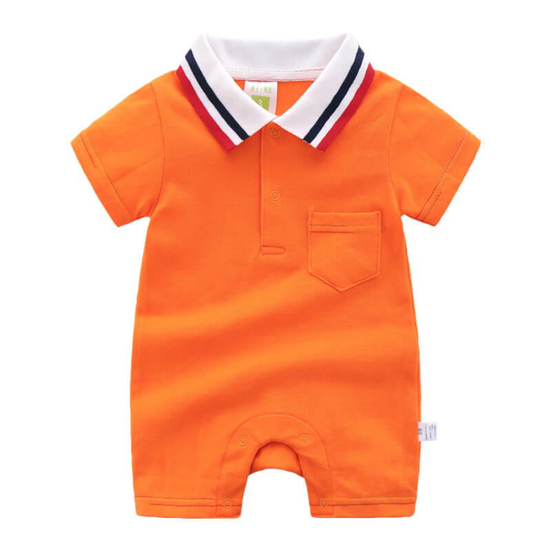 Orange Suit With Collar For Newborns (With Name Embroidery Option)