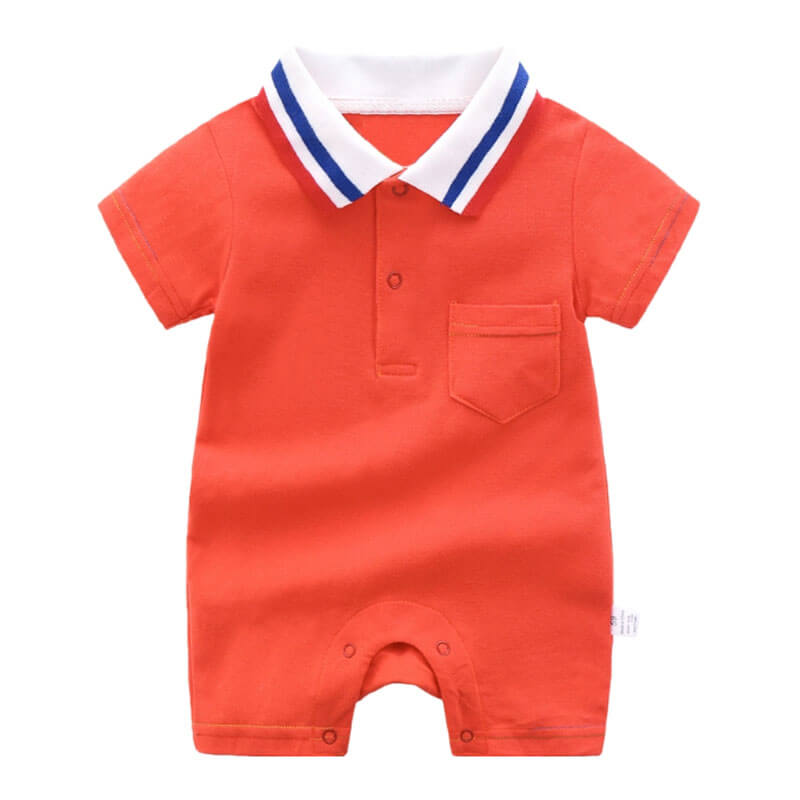 Red Suit With Collar For Newborns (With Name Embroidery Option)