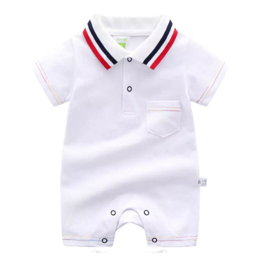 White Suit with Collar For Newborns (With Name Embroidery Option)