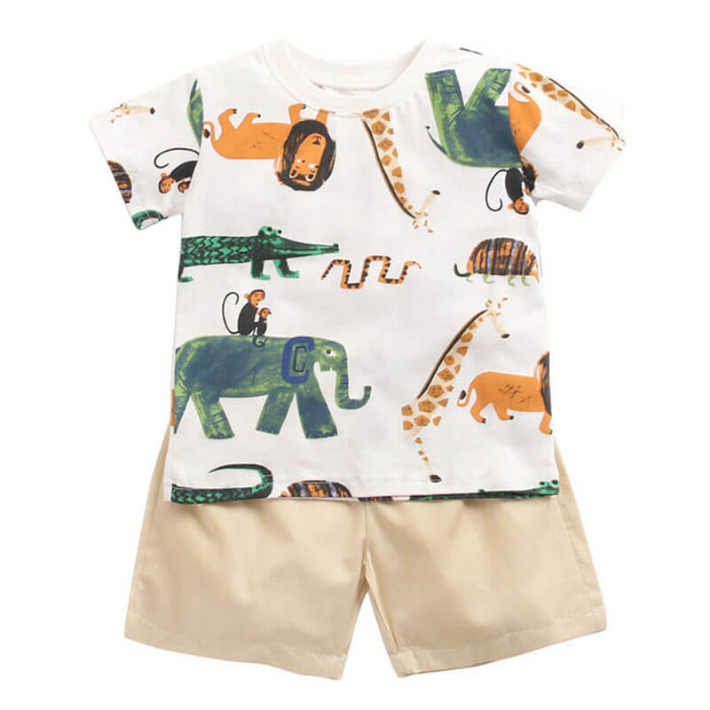 Set Of Two Pieces Animals Print For Babies