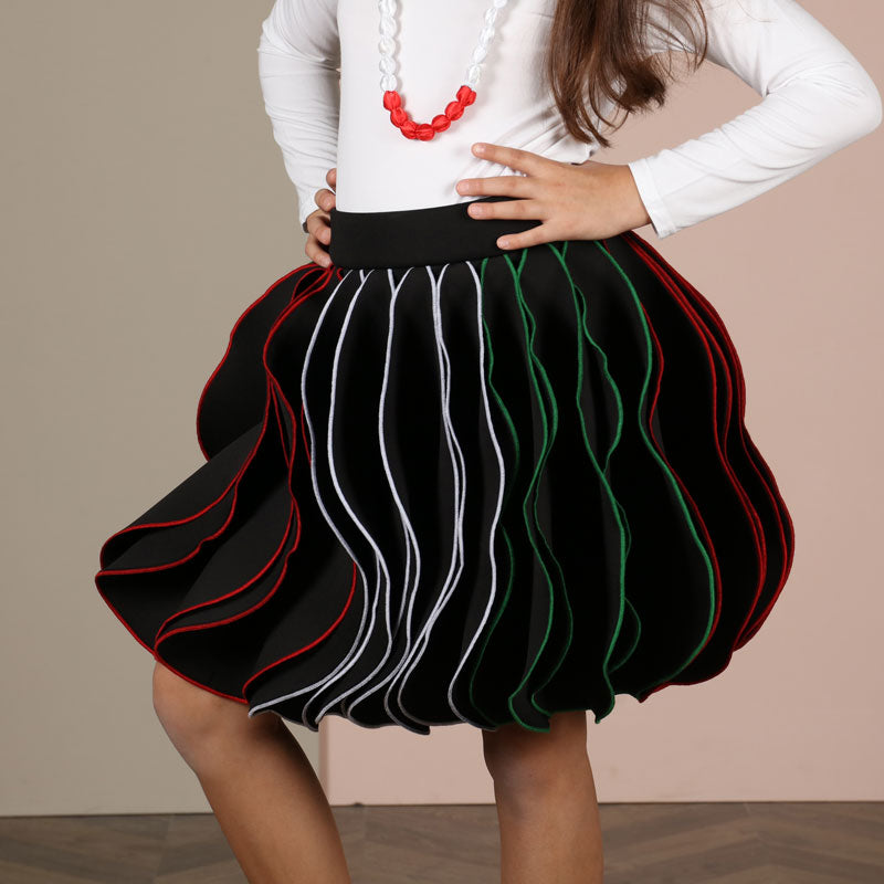 Black Wavy Skirt For Girls