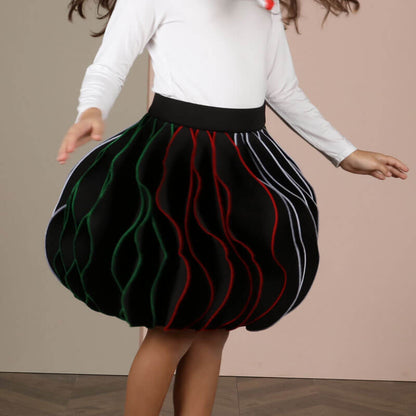 Black Wavy Skirt For Girls