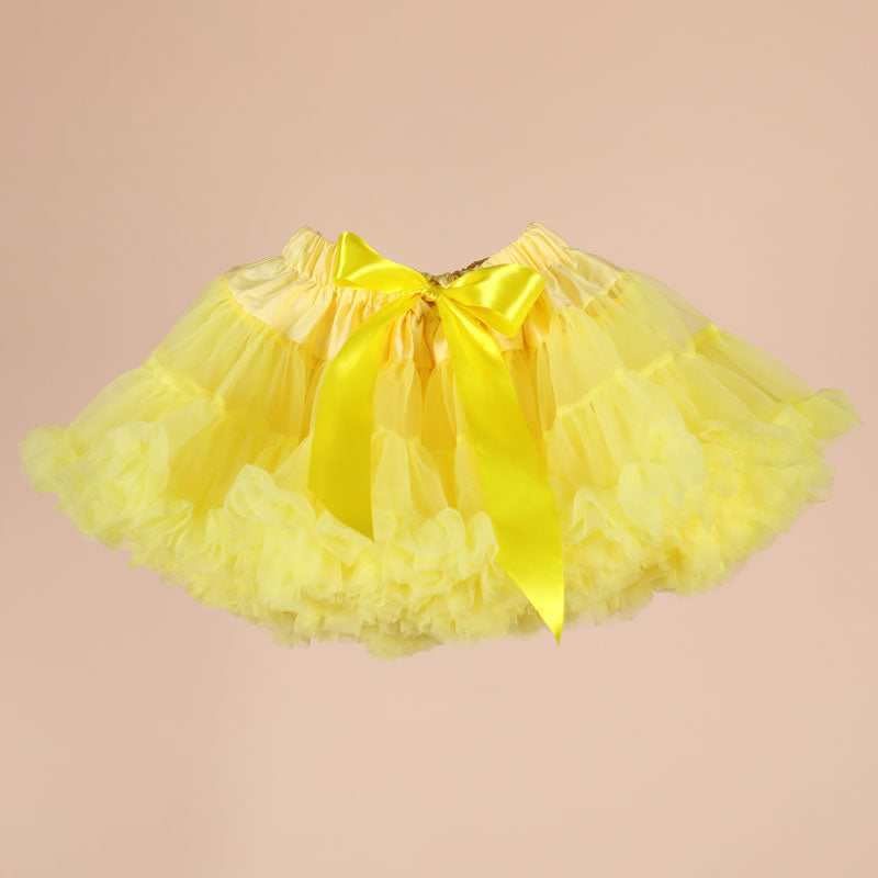 Yellow Fluffy Skirt For Girls