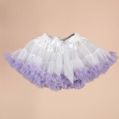 White And Light Purple Fluffy Skirt For Girls