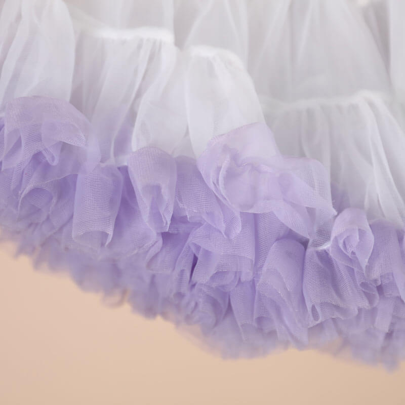 White And Light Purple Fluffy Skirt For Girls