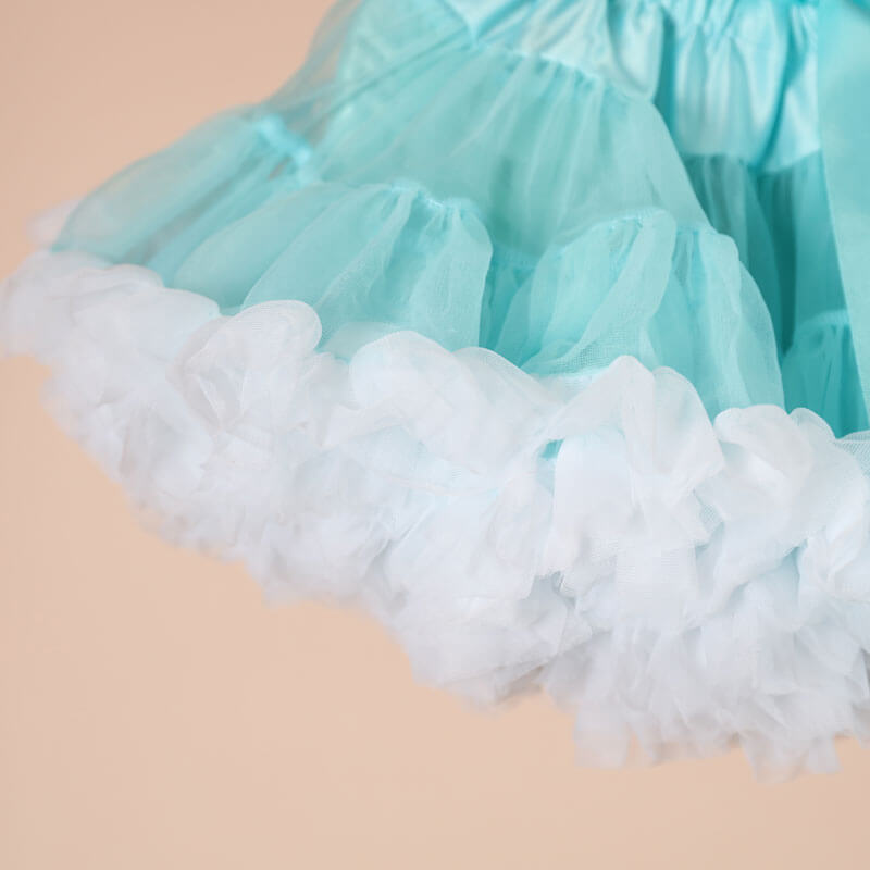 Turquoise Fluffy Skirt For Girls