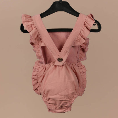 Pink Sleeveless Suit For Babies (With Name Embroidery)