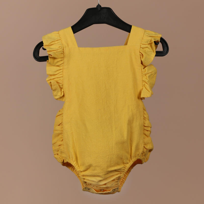 Yellow Sleeveless Suit For Babies (With Name Embroidery)