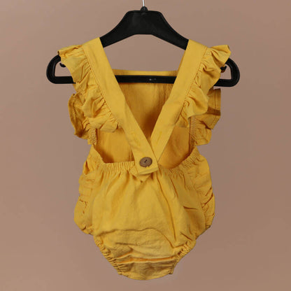 Yellow Sleeveless Suit For Babies (With Name Embroidery)