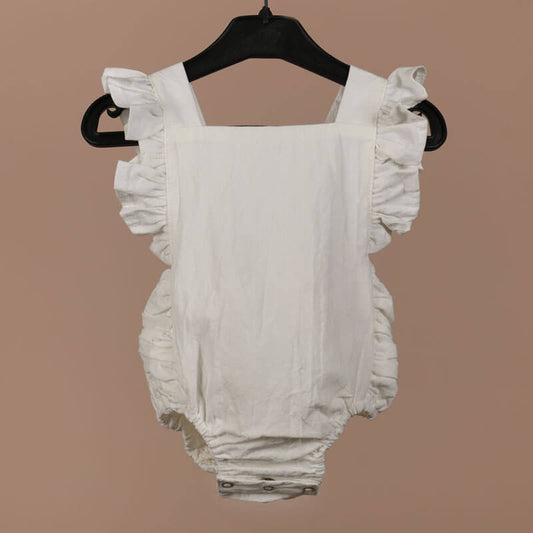 White Sleeveless Suit For Babies (With Name Embroidery)