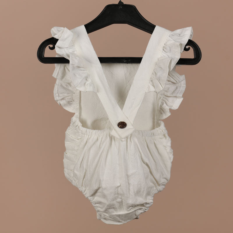 White Sleeveless Suit For Babies (With Name Embroidery)