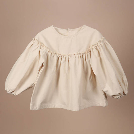 Beige Full Sleeves Puffy Dress For Baby