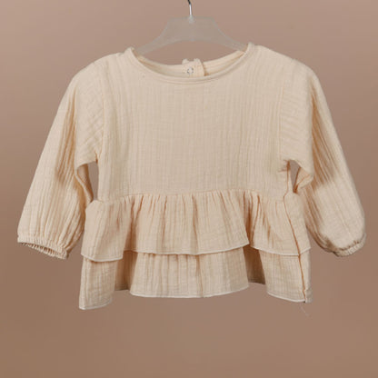 Beige Top With Back Buttons For Baby Girls