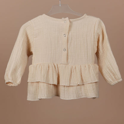 Beige Top With Back Buttons For Baby Girls