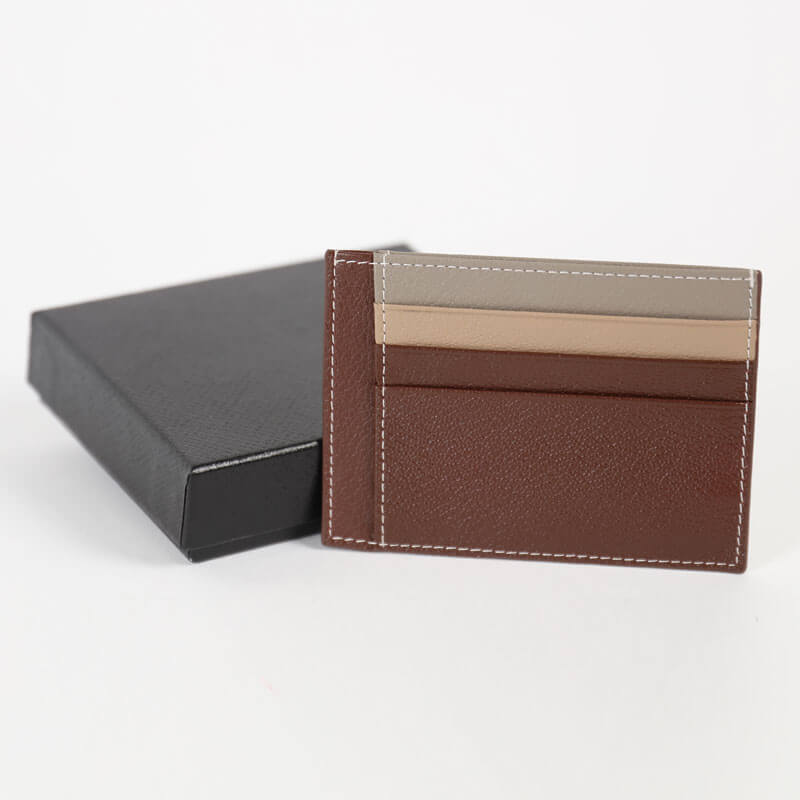 Coffee Leather Cardholder (With Alphabet Printing)