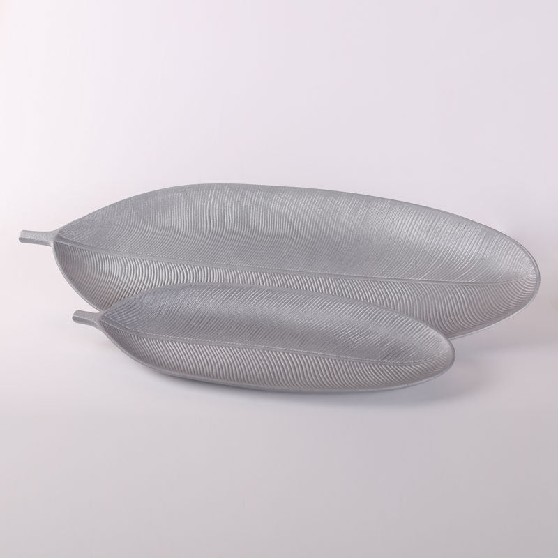 Silver Feather Plate For Decor