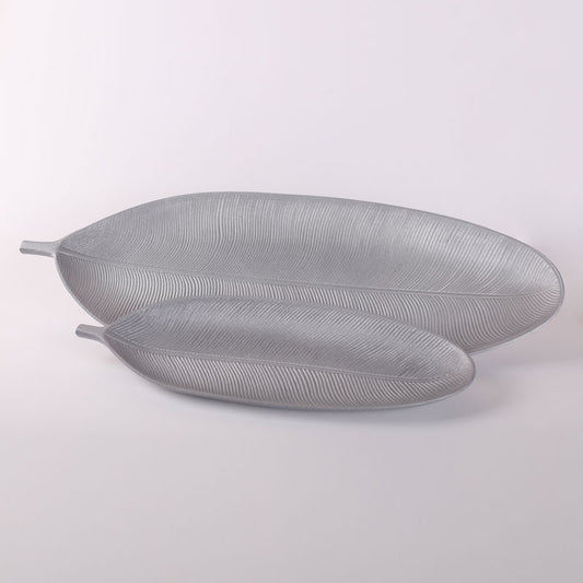 Silver Feather Plate For Decor