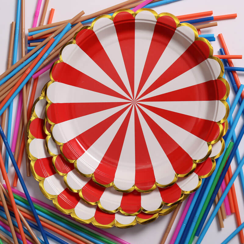 Red And White Pattern Paper Plate