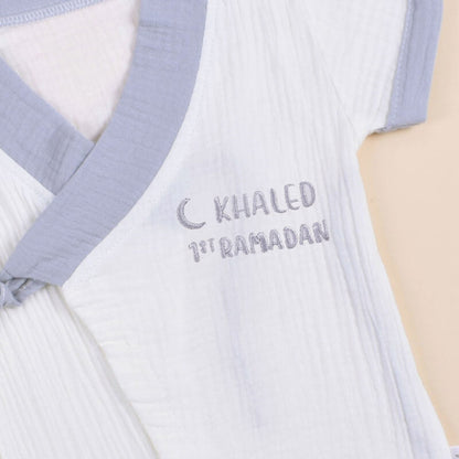 White And Grey Suit For Babies (With Name Embroidery)